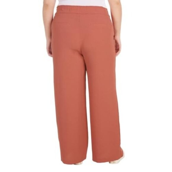 Womens Wide-Leg Elastic Waist Pants CORAL Color Comfortable Fit SMALL - Picture 6 of 12